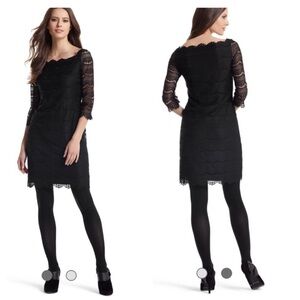 White House Black Market Black Sheath Dress with Bishop Sleeves